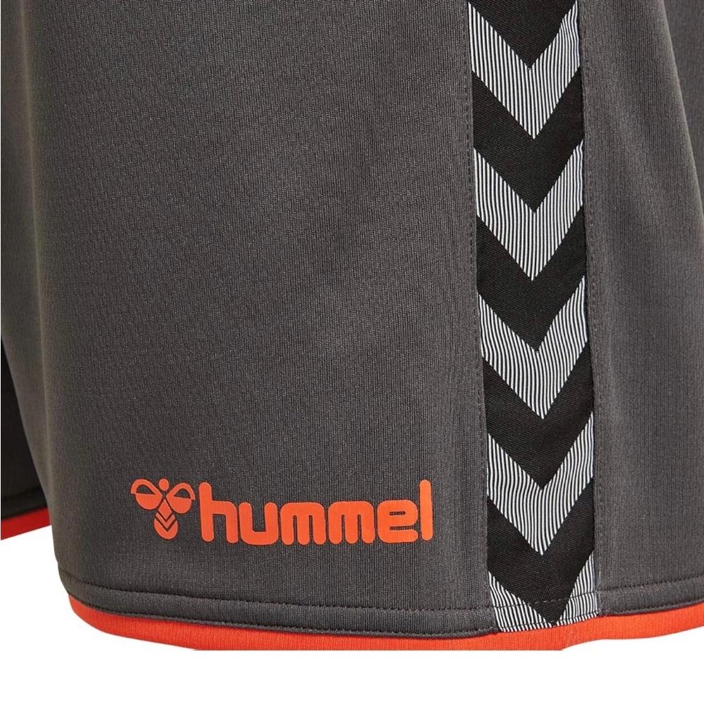 Hummel Authentic Poly Soccer Football Shorts EU S US XS NWT Gray Orange Men’s - Picture 16 of 16